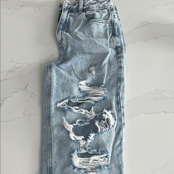 Pacific Sunwear Blue Boyfriend Jeans with Distressed Look - Picture 7 of 9